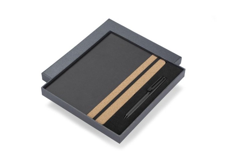 Zestaw - notes z długopisem ZENIX A5 czarny z logo