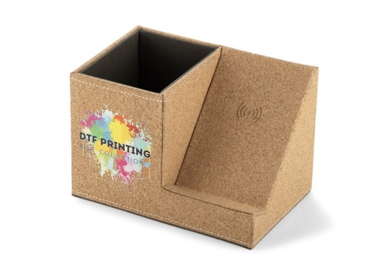 Organizer z ładowarką indukcyjną COVBI beżowy (naturalny) z logo