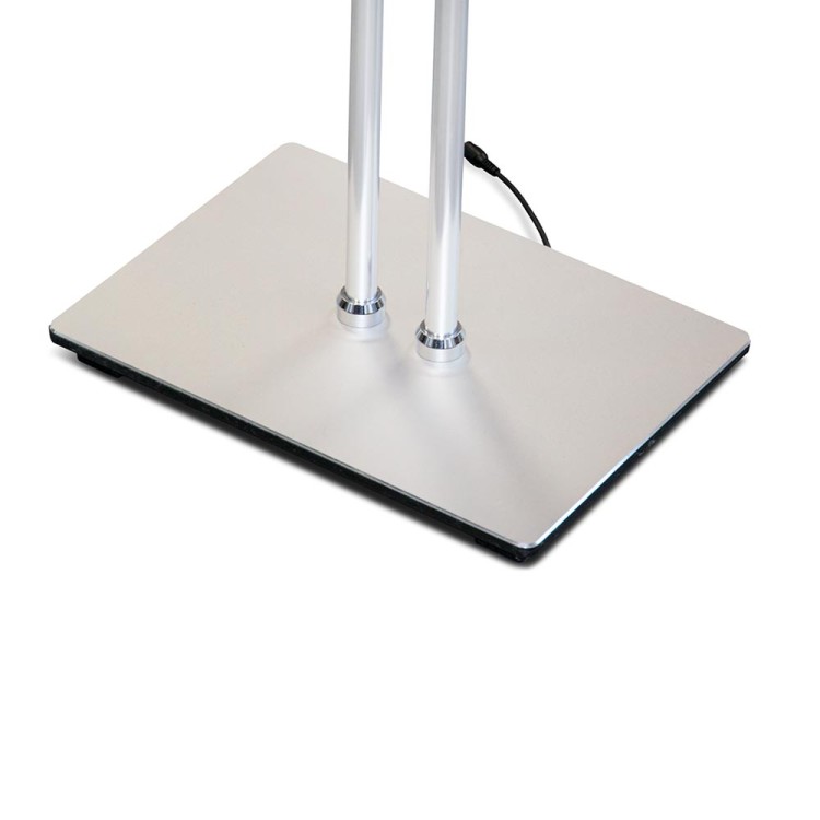 Stojak informacyjny regulowany z podświetlaną ramką OWZ w formacie A2 (420x297 mm) - srebrny