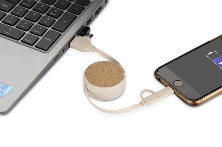 Kabel do ładowania SLOPI beżowy (naturalny) z logo