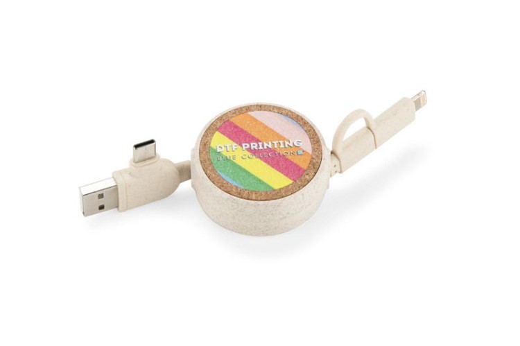 Kabel do ładowania SLOPI beżowy (naturalny) z logo