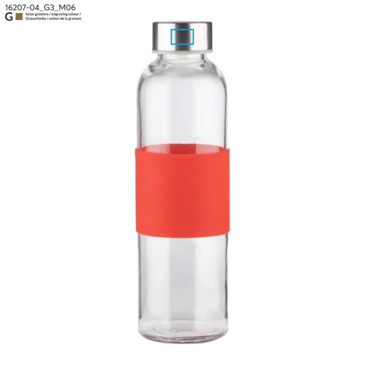 Butelka szklana GLASSI 510 ml czerwony
