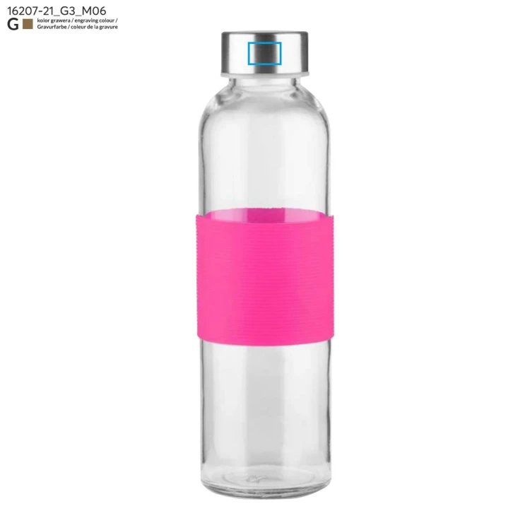Butelka szklana GLASSI 510 ml różowy