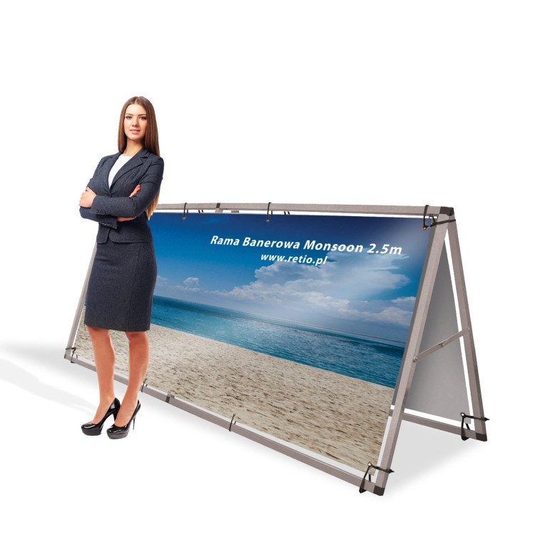2500mm Monsoon banner frame with double-sided printing