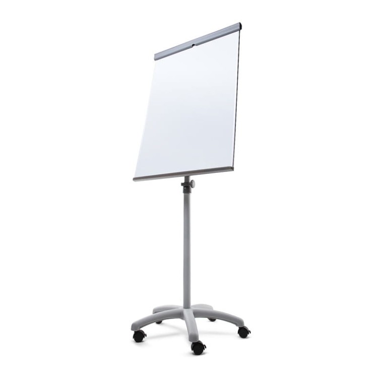 Magnetic Flipchart SCRITTO® Vario 68 x 100 cm, Stand with a Magnetic Dry-wipe Board, Mobile Flipchart, Stand with a Writing Board on Wheels with Adjustable Height