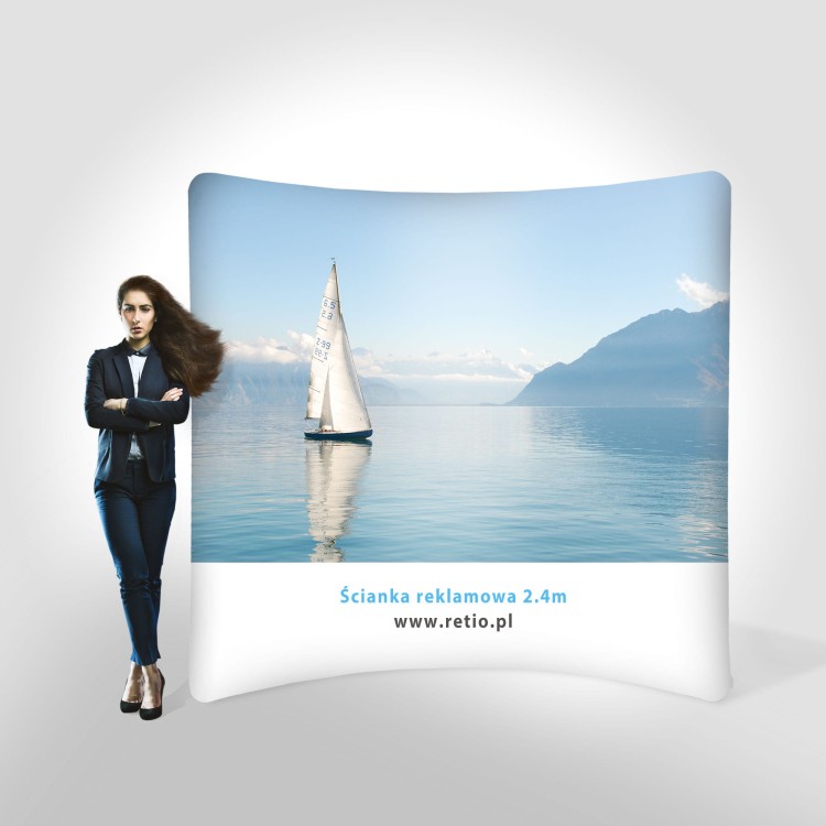 Curved Fabric Banner Stand - Horizontal 2,4  x 2,4 m with double-sided printout