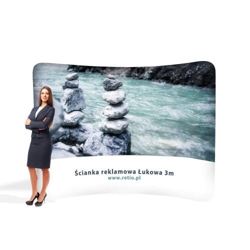 Two-sided Printout for the Horizontal Curved Fabric Advertising Wall 3 x 2,4m