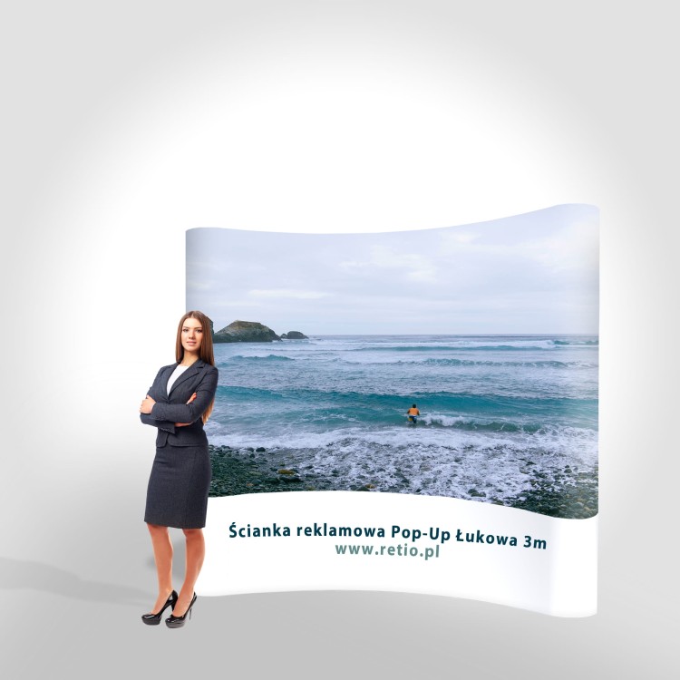 Curved Pop-Up Stand - Premium 3 x 2,2 m with single-sided printout