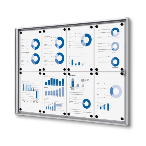 XS 8xA4 Magnetic Display Cabinet 88x61 cm Closed with a Key for Internal Use,  Internal Display, Advertising Display, Information Display, Notice Board