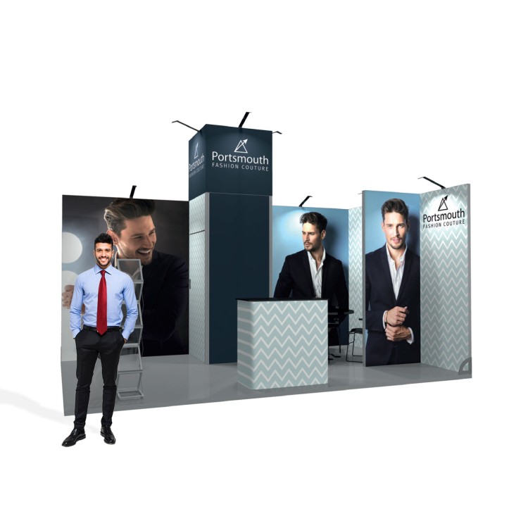 The Tower modular stand 15m2 with a single-sided print