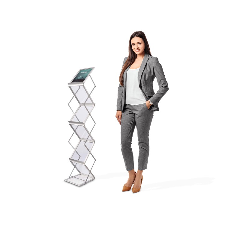 ACRYLIC Folding A4 Leaflet Stand with a Suitcase