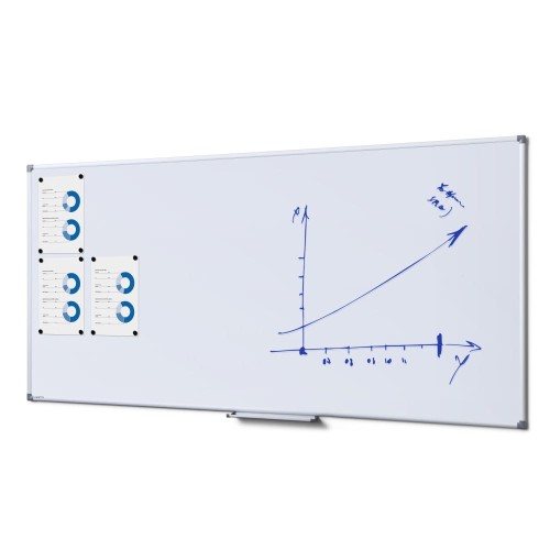 SCRITTO® Economy Magnetic Dry-Wipe Board 200 x 100 cm  White Magnetic Dry-Wipe Board for School or Office for Writing with a Marker Pen or a Felt-tip Pen