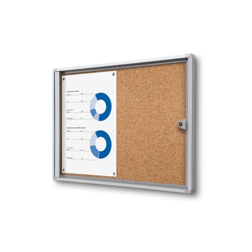 XSC 2xA4 Cork Display Cabinet  44x31 cm Closed with a Key for Internal Use, Internal Display Case, Advertising Display Case, Information Display Case, Notice Board, Information Board
