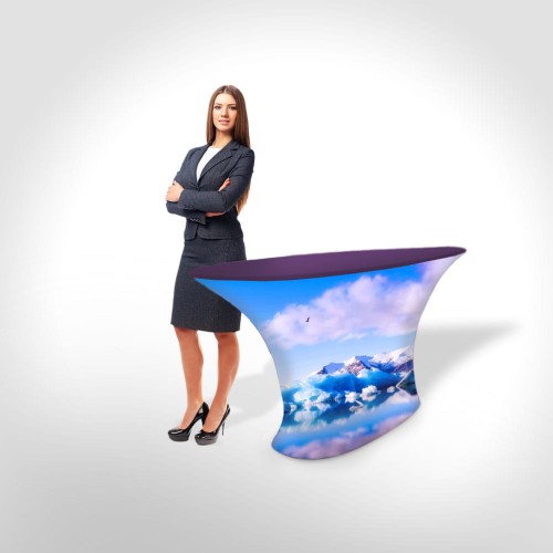 Oval event table with print