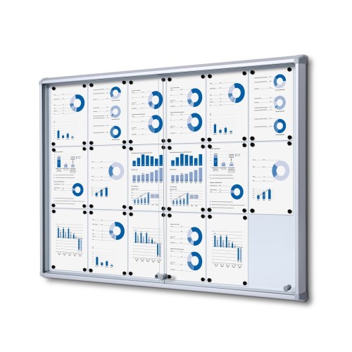 SL 18xA4 Magnetic Display Case 132x92 cm with Sliding Door, Locked with a Key for Internal Use, Display Cabinet, Advertisement Display, Information Display, Notice Board, Information Board