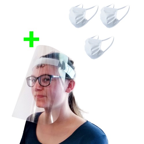 Protective PVC helmet + 3 reusable protective masks