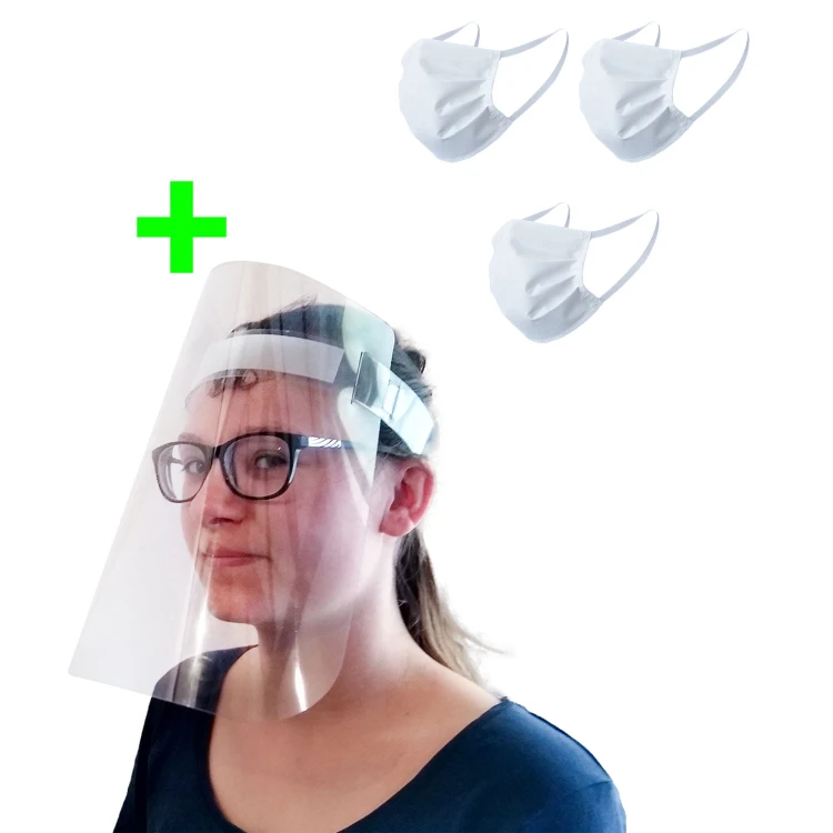 Protective PVC helmet + 3 reusable protective masks