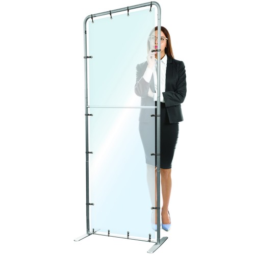 Protective glass, floor-standing partition stand PET like plexiglass antivirus protection PET like plexiglass high standing, to be placed on the ground 100 x 200 cm