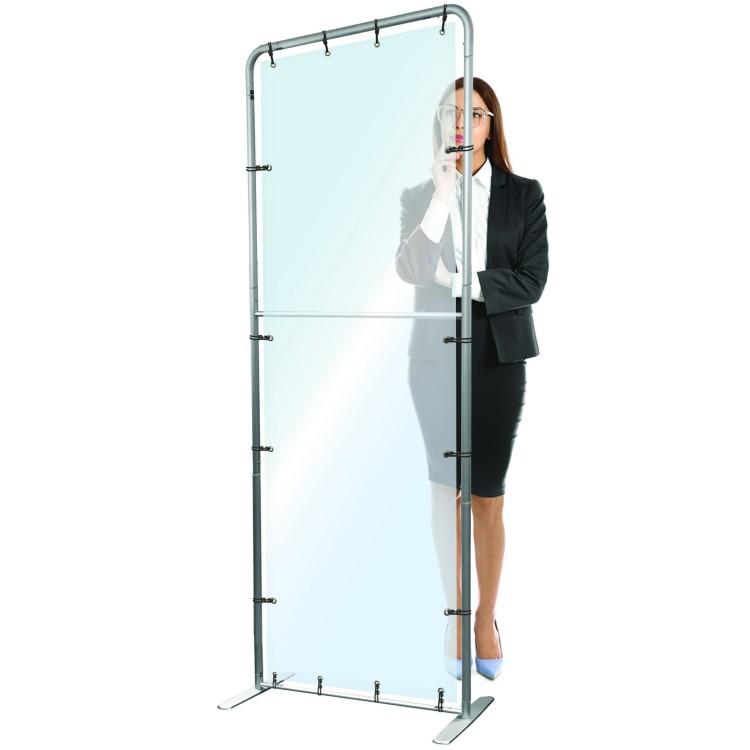 Protective glass, floor-standing partition stand PET like plexiglass antivirus protection PET like plexiglass high standing, to be placed on the ground 100 x 200 cm