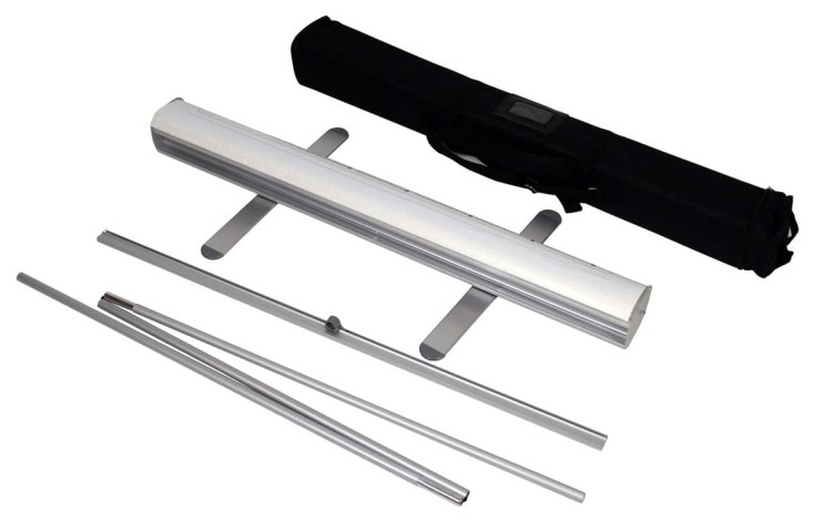 Mosquito Roll-up 80 x 200 cm Advertising stand like a Banner stand rolled up with a printout