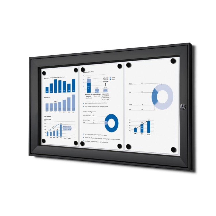 SCS 3xA4 Magnetic Display Case 66x30 cm Closed with a Key for Indoor Use, Indoor and Outdoor Display Cabinet, Advertising Display Case, Information Display Case, Notice Board, Information Board