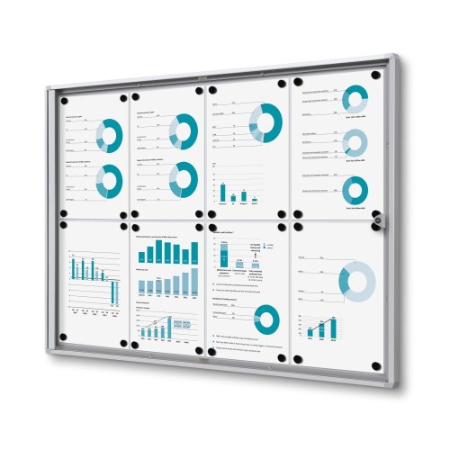 XS 8xA4 Magnetic Display Cabinet 88X61 cm with B1 Flame Retardant Certificate, Closed with a Key for Internal Use, Internal Display, Advertising Display, Information Display, Notice Board, FIREPROOF Information Board