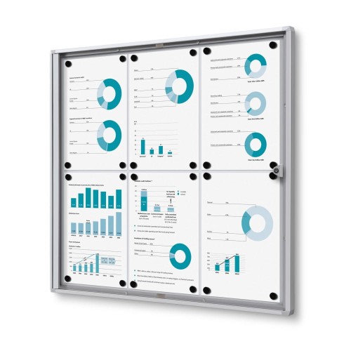 XS 6xA4 Magnetic Display Cabinet 66X61 cm with B1 Flame Retardant Certificate, Closed with a Key for Internal Use, Internal Display, Advertising Display, Information Display, Notice Board, FIREPROOF Information Board