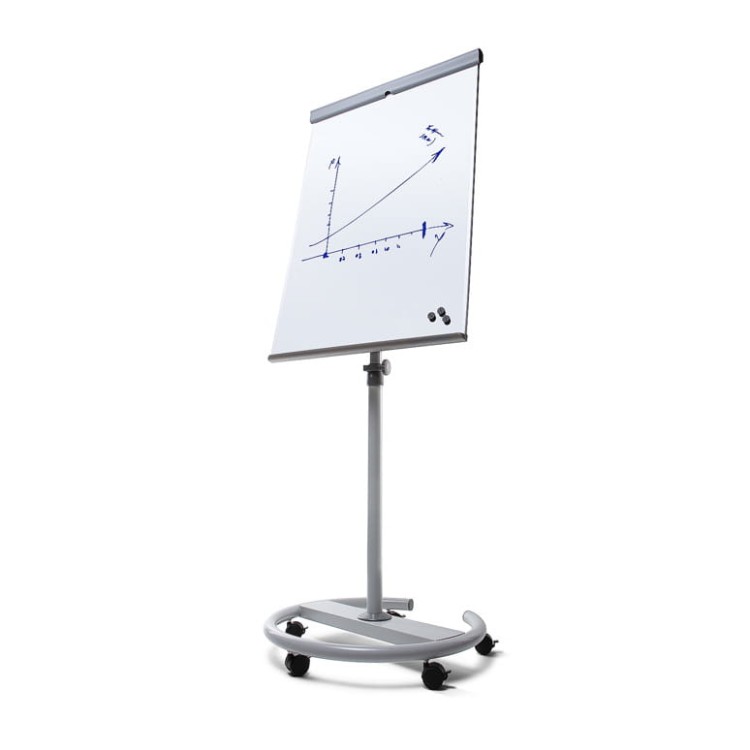 Magnetic Flipchart SCRITTO® Vario II 68 x 100 cm, Stand with a Magnetic Dry-wipe Board, Mobile Flipchart, Stand with a Writing Board on Wheels with Adjustable Height