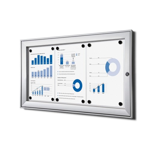 SCS 3xA4 Magnetic Display Case 66x30 cm Closed with a Key for Indoor Use, Indoor and Outdoor Display Cabinet, Advertising Display Case, Information Display Case, Notice Board, Information Board