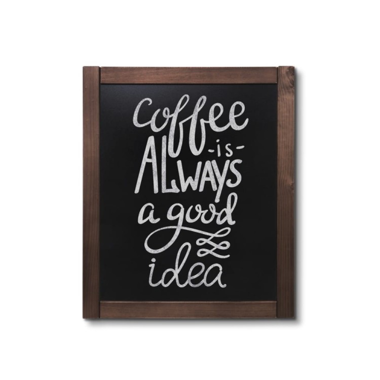 NATURE Classic Chalkboard  Dark brown 50 x 60 cm, Wooden Chalkboard with a Black Surface for Writing with Chalk Markers