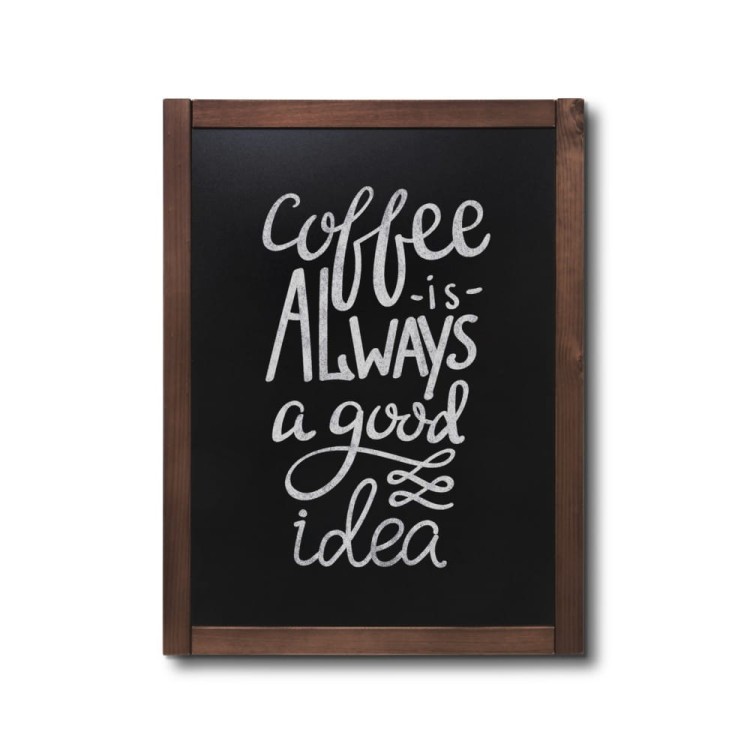 NATURE Classic Chalkboard  Dark brown 60 x 80 cm, Wooden Chalkboard with a Black Surface for Writing with Chalk Markers