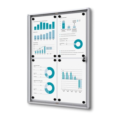 XS 4xA4 Magnetic Display Cabinet 44X61 cm with B1 Flame Retardant Certificate, Closed with a Key for Internal Use, Internal Display, Advertising Display, Information Display, Notice Board, FIREPROOF Information Board