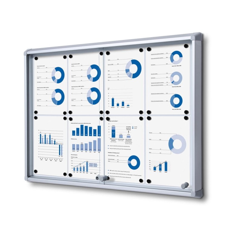 SL 8xA4 Magnetic Display Case 88x61 cm with Sliding Door, Locked with a Key for Internal Use, Display Cabinet, Advertisement Display, Information Display, Notice Board, Information Board