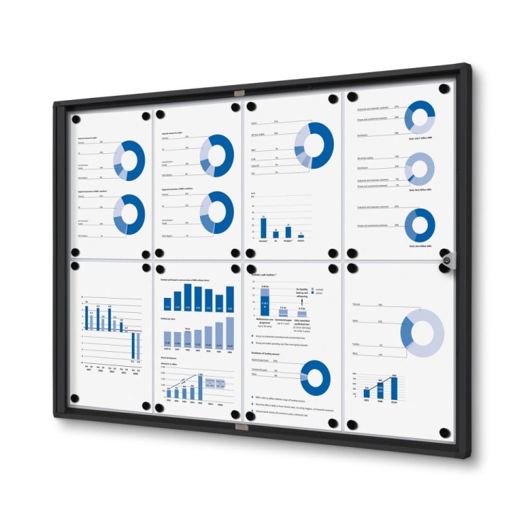 XS 8xA4 Magnetic Display Cabinet 88x61 cm Closed with a Key for Internal Use,  Internal Display, Advertising Display, Information Display, Notice Board