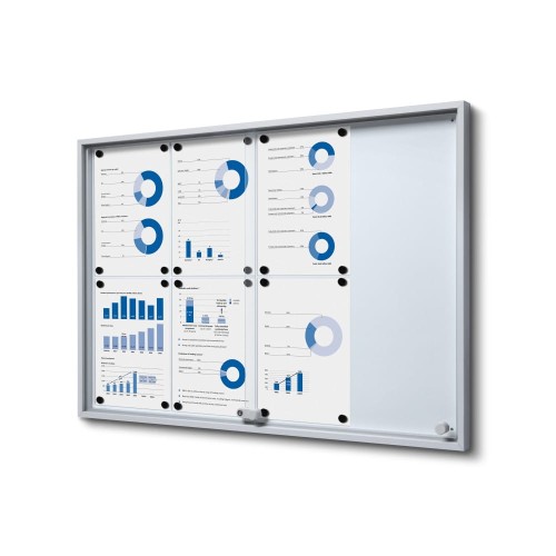 SLIM 8xA4 Magnetic Display Case 88x61 cm with Sliding Doors, Locked with a Key for Internal Use, Internal Display, Advertising Display, Information Display, Notice Board, Information Board