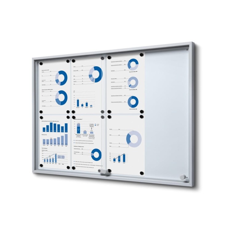 SLIM 8xA4 Magnetic Display Case 88x61 cm with Sliding Doors, Locked with a Key for Internal Use, Internal Display, Advertising Display, Information Display, Notice Board, Information Board