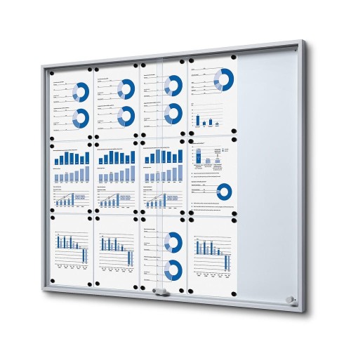 SLIM 15xA4 Magnetic Display Case 110x92 cm with Sliding Doors, Locked with a Key for Internal Use, Internal Display, Advertising Display, Information Display, Notice Board, Information Board