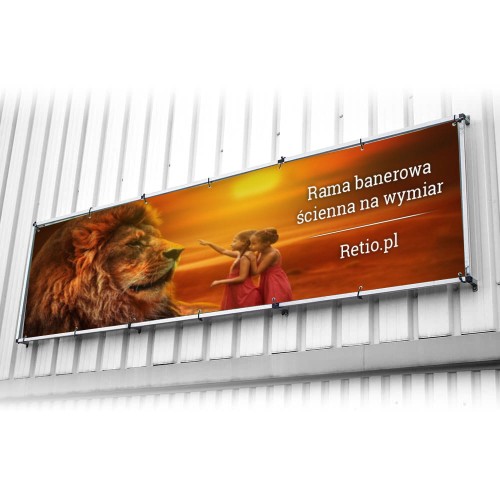 Custom-made wall banner frame.