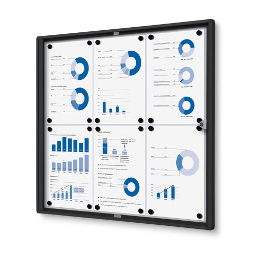 XS 6xA4 Magnetic Display Cabinet 66x61 cm Closed with a Key for Internal Use,  Internal Display, Advertising Display, Information Display, Notice Board
