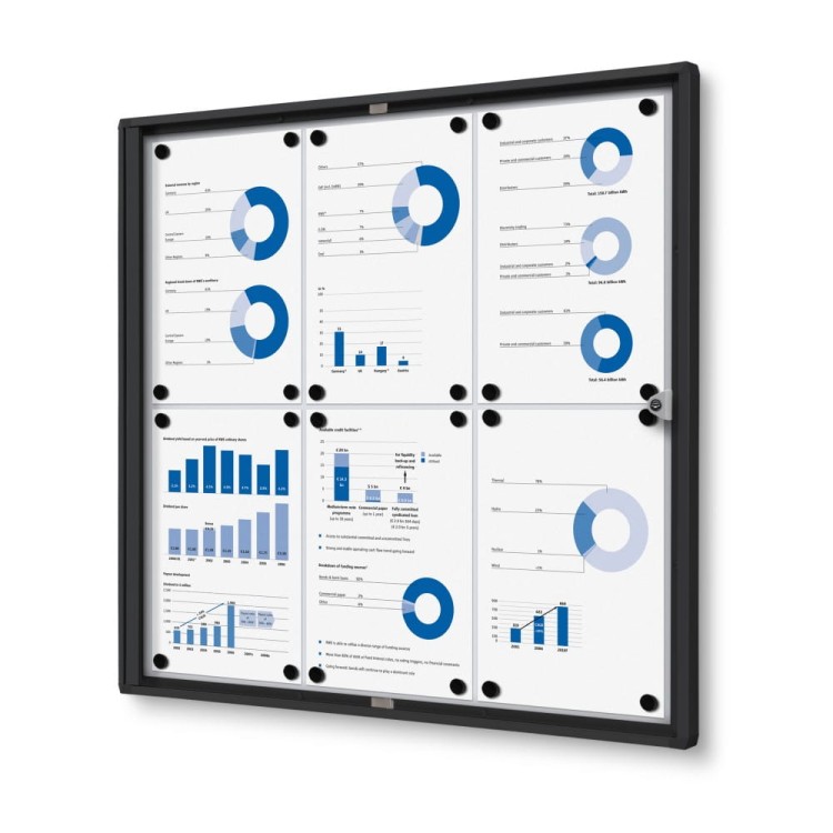 XS 6xA4 Magnetic Display Cabinet 66x61 cm Closed with a Key for Internal Use,  Internal Display, Advertising Display, Information Display, Notice Board