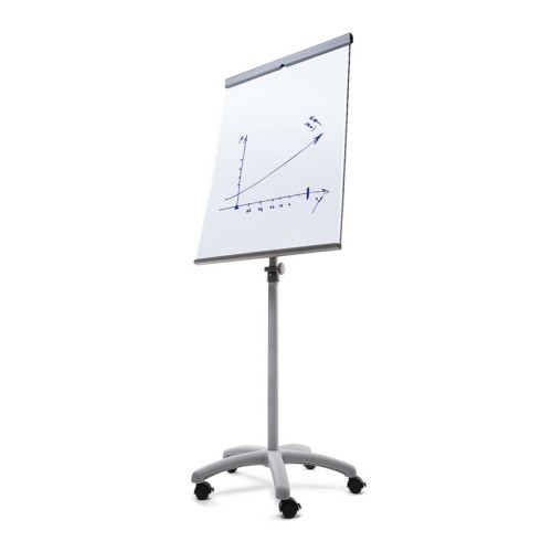 Magnetic Flipchart SCRITTO® Vario 68 x 100 cm, Stand with a Magnetic Dry-wipe Board, Mobile Flipchart, Stand with a Writing Board on Wheels with Adjustable Height