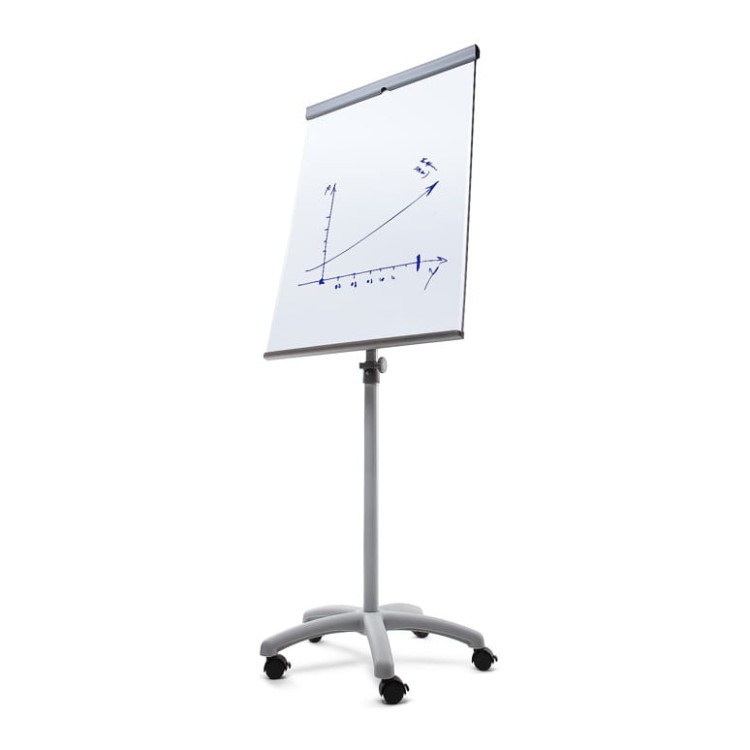 Magnetic Flipchart SCRITTO® Vario 68 x 100 cm, Stand with a Magnetic Dry-wipe Board, Mobile Flipchart, Stand with a Writing Board on Wheels with Adjustable Height