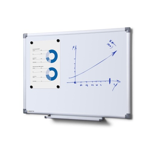 SCRITTO® Economy Magnetic Dry-Wipe Board 60 x 45 cm  White Magnetic Dry-Wipe Board for School or Office for Writing with a Marker Pen or a Felt-tip Pen