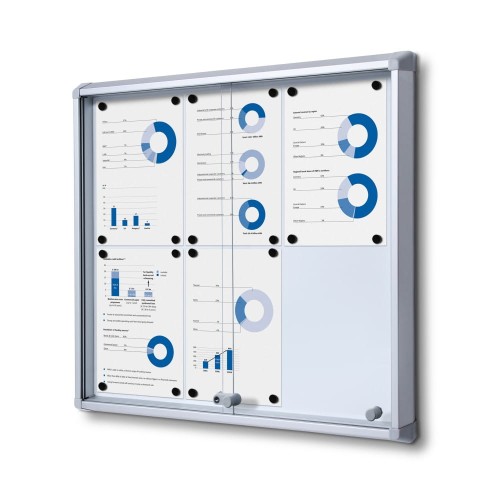 SL 6xA4 Magnetic Display Case 66x61 cm with Sliding Door, Locked with a Key for Internal Use, Display Cabinet, Advertisement Display, Information Display, Notice Board, Information Board