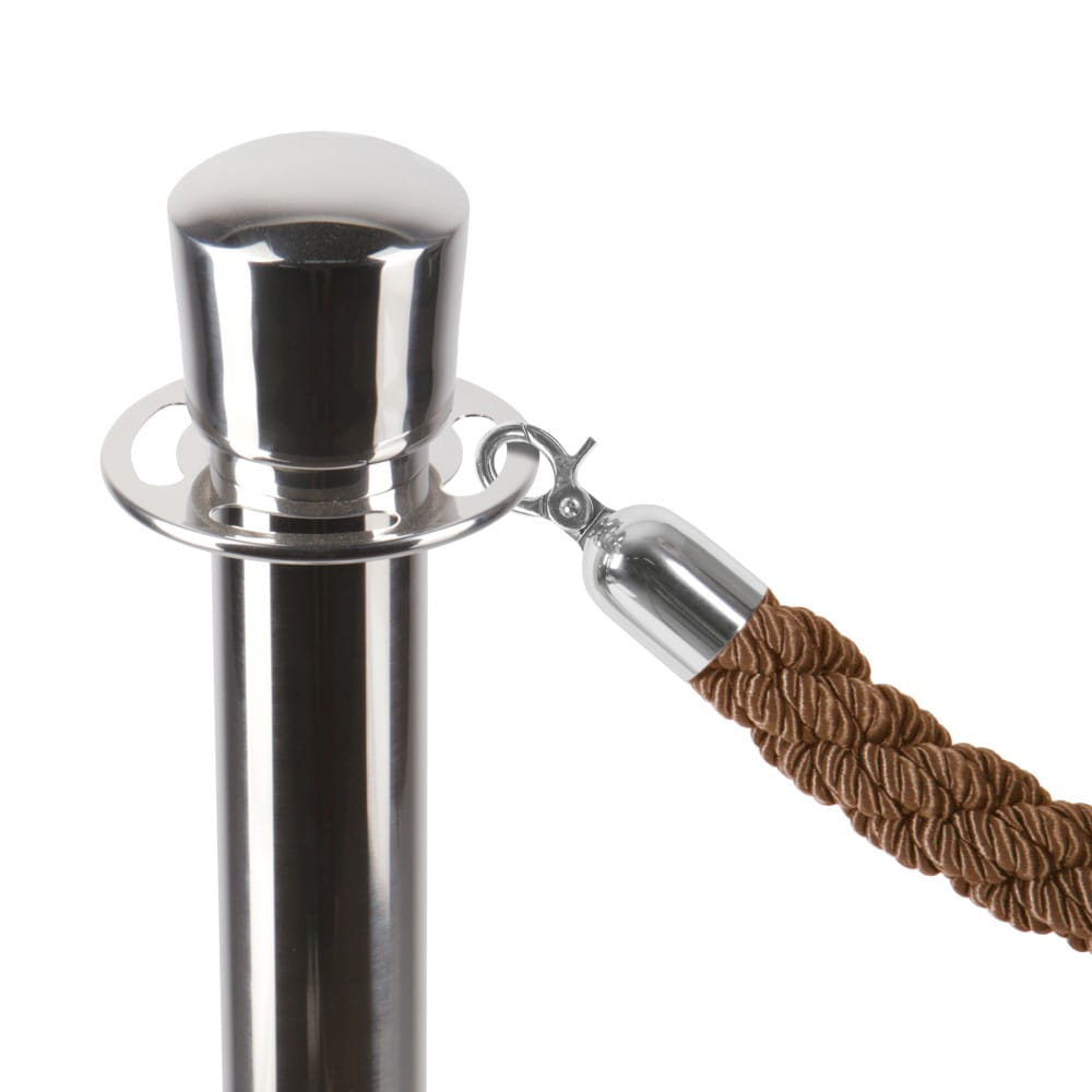 BSR Premium barrier rope Brown Braided Chrome 150 cm Border barrier rope for hotel barrier posts