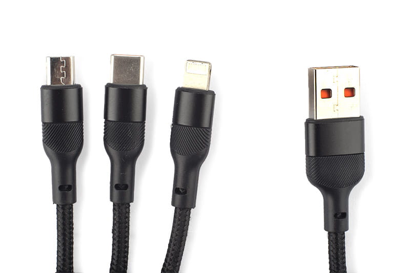 Kabel USB 3 w 1 FAST czarny
