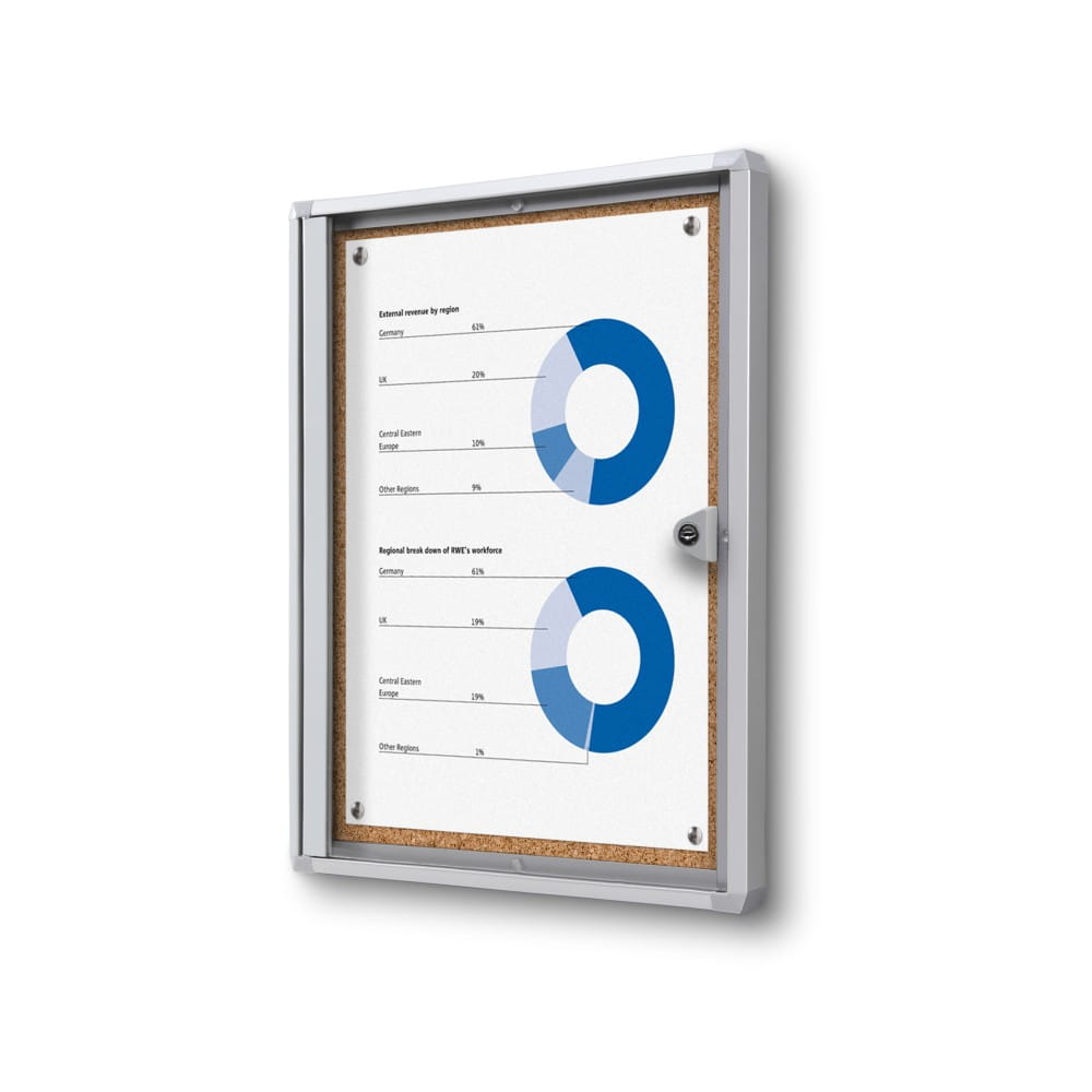 XSC 1xA4 Cork Display Cabinet  22x31 cm Closed with a Key for Internal Use, Internal Display Case, Advertising Display Case, Information Display Case, Notice Board, Information Board