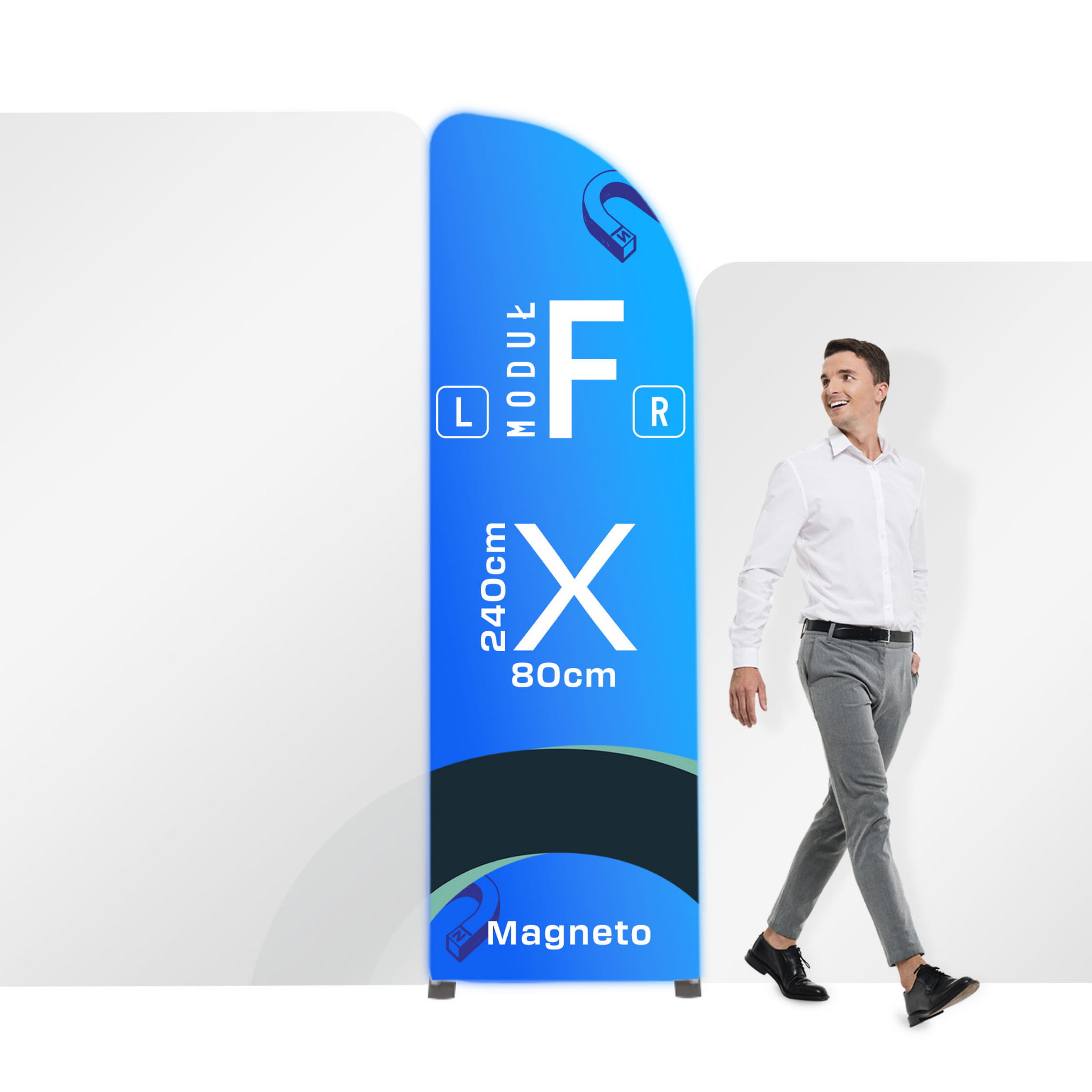 Moduł F Stoiska Magneto 80 x 240 cm z wydrukiem jednostronnym