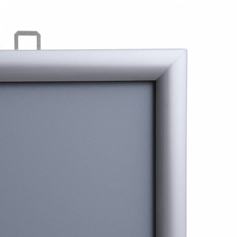 Ramka zatrzaskowa KRAST A1 (59,4 x 84,1 cm) aluminiowa srebrna dwustronna z ostrym prostym narożnikiem rama ramka plakatowa OWZ na plakat na zdjęcia profil 25 mm